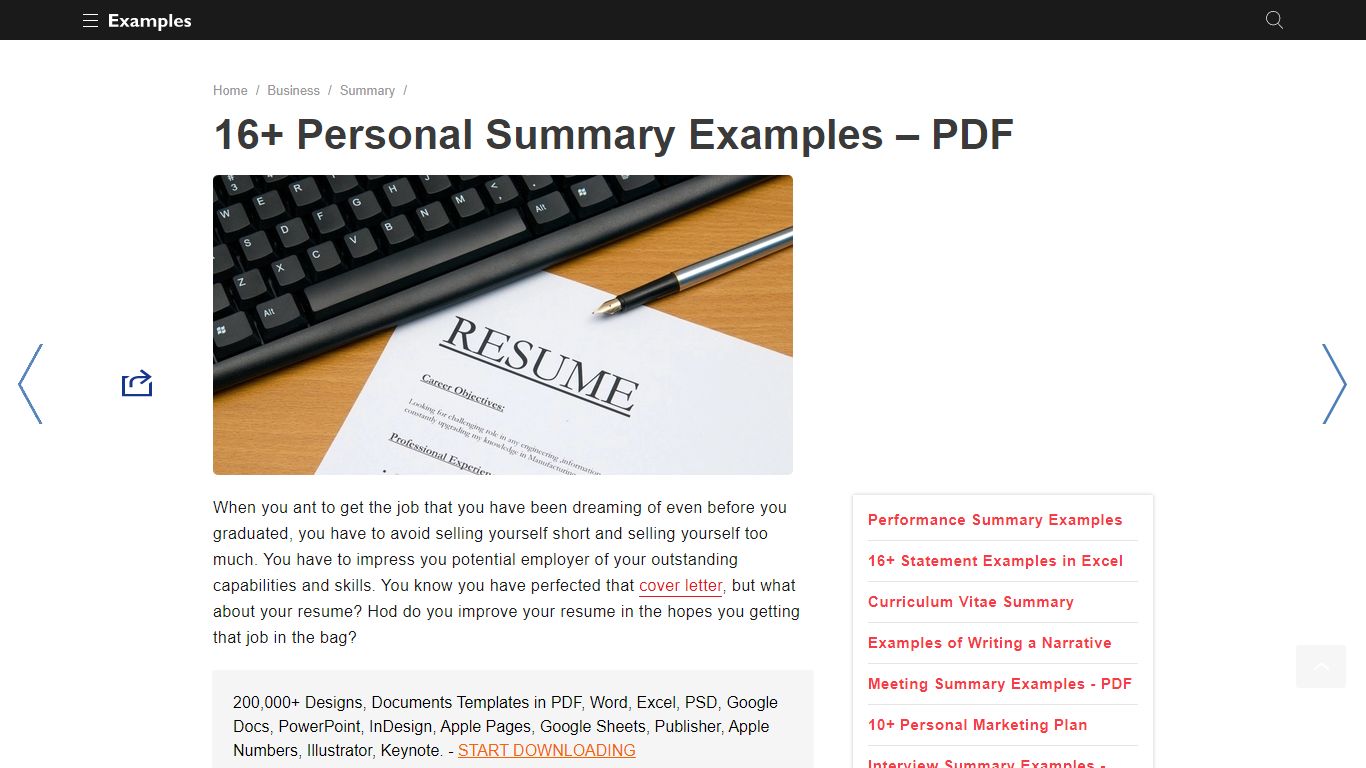 Personal Summary - Examples, Format, Pdf | Examples