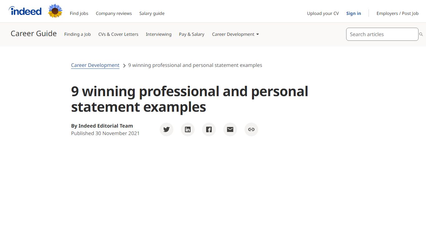 9 winning personal statement examples for a job | Indeed.com UK